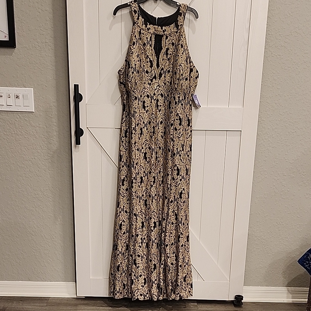 Morgan & Co. Black and Gold Maxi Dress